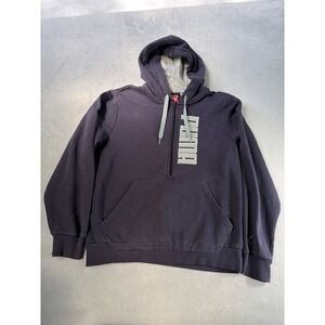 Puma Hoodie Men's Medium 1/2 Zip Pullover Spell Out Logo Blue